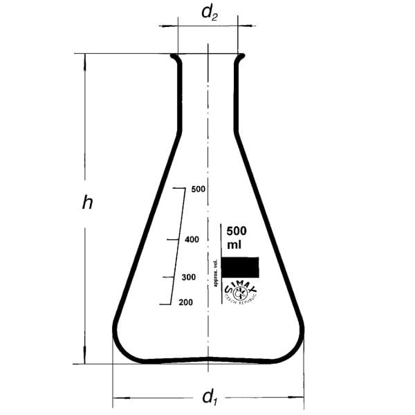 Simax Cam Erlen 250 ml - Erlenmeyer Flask Dar Boyunlu