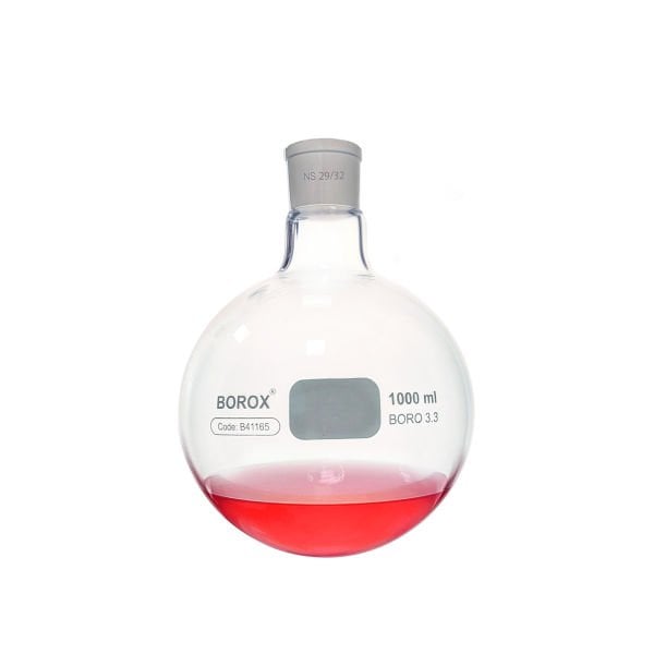 Borox Cam Balon 1000 ml - Dibi Yuvarlak - Norm Şilifli 29/32 - Kaynatma Balonu