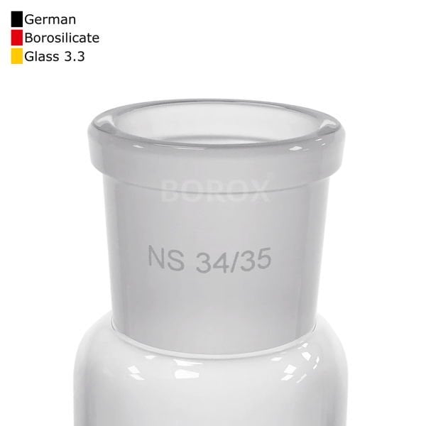 Borox Cam Balon 3000 ml - Dibi Yuvarlak Şilifli - Üç Boyunlu 34/35-24/29