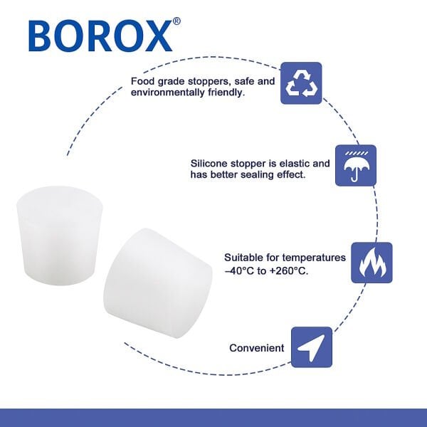 Borox Silikon Tıpa No 00 - 11x15x21mm - 5 Adet - Silicon Stopper Platin