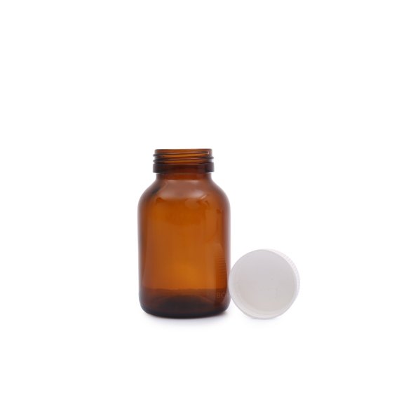 Borox Amber Cam Şişe 200ml - Beyaz Kapaklı 200cc - 100 Adet