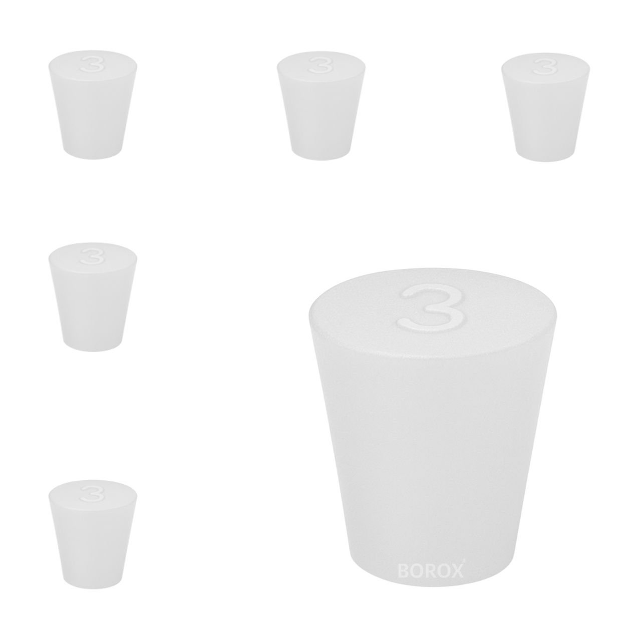 Borox Silikon Tıpa No 3 - 17x23x26mm - 5 Adet - Silicon Stopper Platin