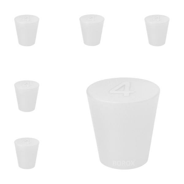 Borox Silikon Tıpa No 4 - 19x21x29mm - 5 Adet - Silicon Stopper Platin