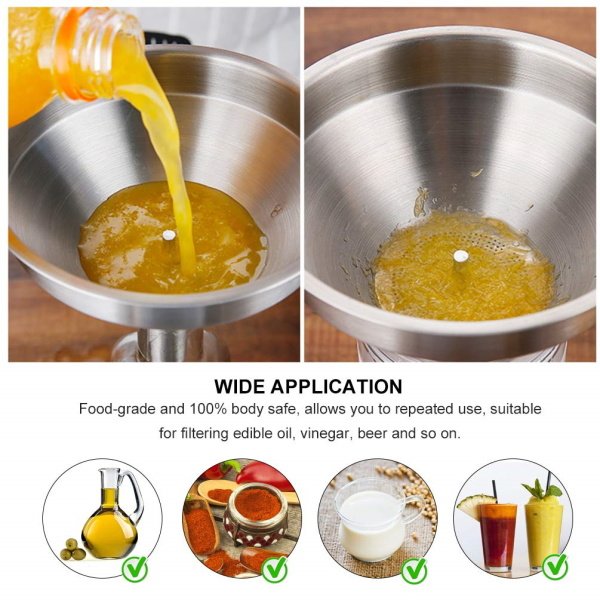 Borox Paslanmaz Çelik Huni 150mm - Kulplu Filtreli - 10 Adet