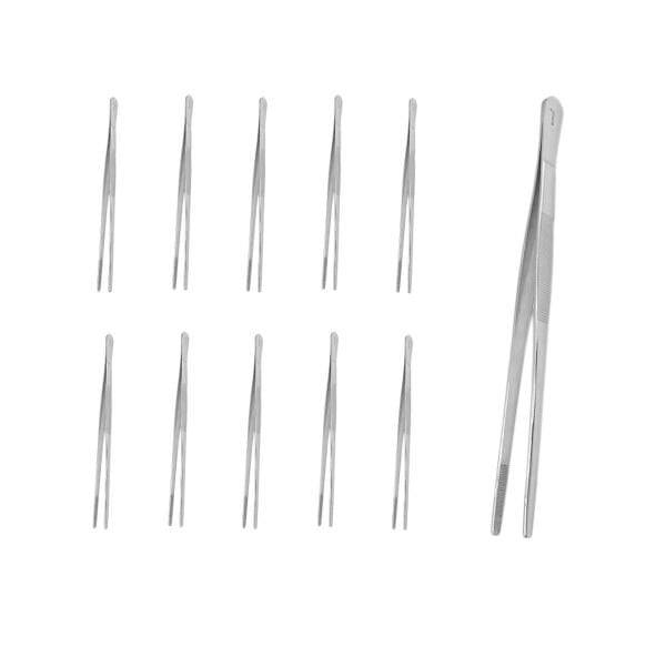 Borox Penset 25 cm Paslanmaz Çelik - Küt Uç Dişli Düz Cımbız - 10 Adet Toptan