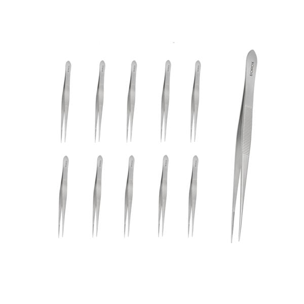 Borox Penset 13 cm Paslanmaz Çelik - Sivri Uç Dişli Cımbız - 10 Adet Toptan