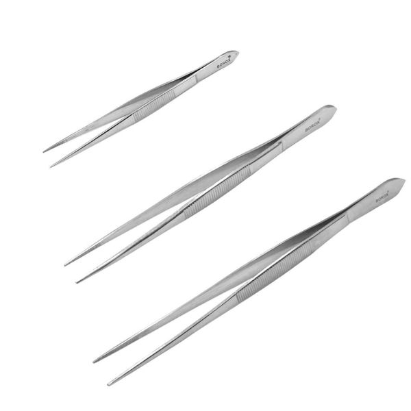 Borox Penset 13 cm Paslanmaz Çelik - Sivri Uç Dişli Cımbız - 10 Adet Toptan