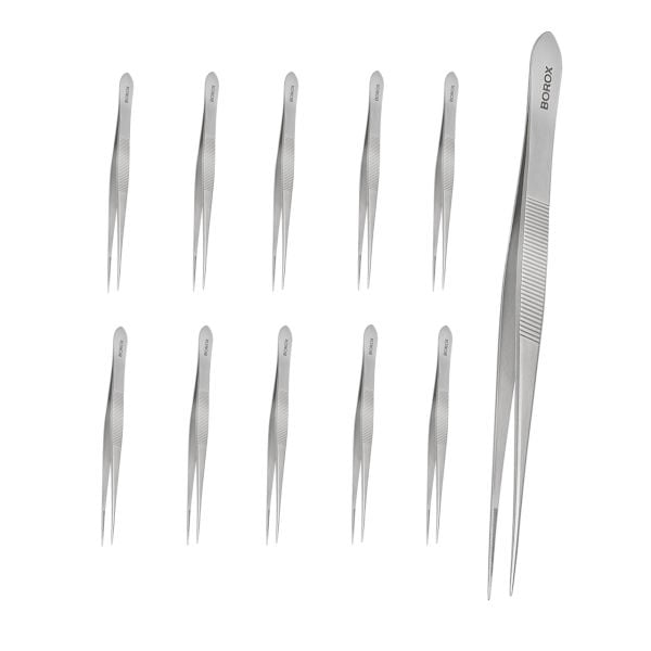 Borox Penset 20 cm Paslanmaz Çelik - Sivri Uç Dişli Cımbız - 10 Adet Toptan