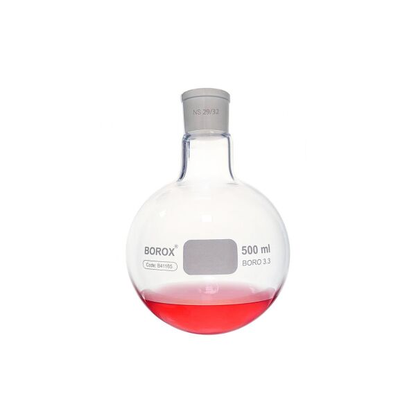 Borox Cam Balon 500 ml - Dibi Yuvarlak - Norm Şilifli 29/32 - Kaynatma Balonu - 10 Adet Toptan