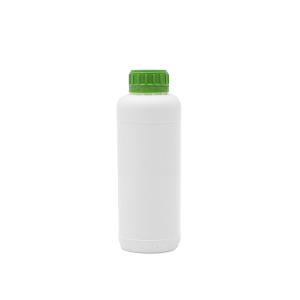 Borox Plastik Yuvarlak Şişe 1000 ml - Yeşil Kapaklı 5 Adet