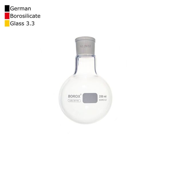 Borox Cam Balon 250 ml - Dibi Yuvarlak - Norm Şilifli 29/32 - Kaynatma Balonu - 10 Adet Toptan