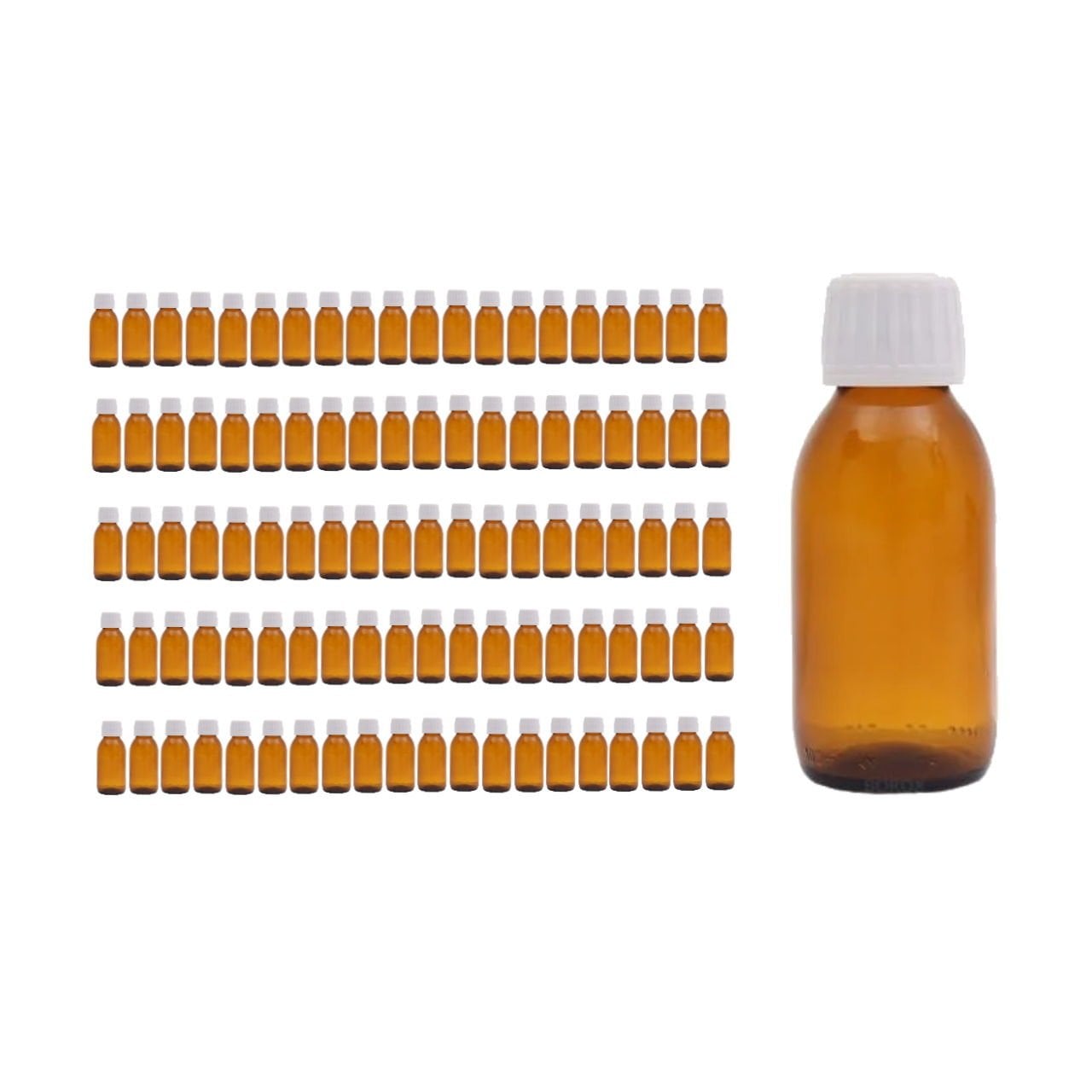 Borox Cam Amber Şişe 100ml - Kilit Kapaklı Kahverengi 100Adet
