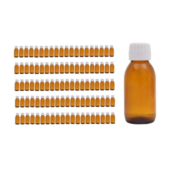 Borox Cam Amber Şişe 100ml - Kilit Kapaklı Kahverengi 100Adet