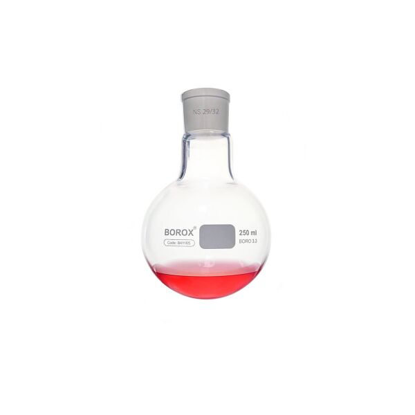 Borox Cam Balon 250 ml - Dibi Yuvarlak - Norm Şilifli 29/32 - Kaynatma Balonu - 10 Adet Toptan