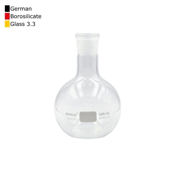 Borox Cam Balon 500 ml - Dibi Düz - Norm Şilifli 29/32 - Uzun Boyunlu - 10 Adet Toptan