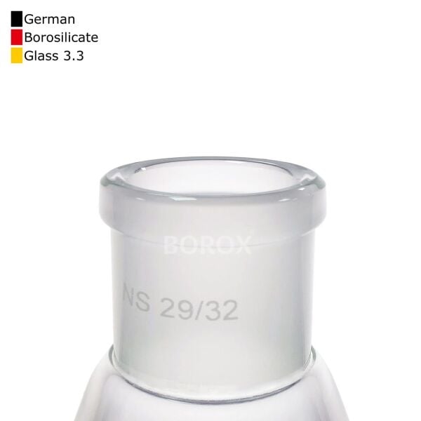 Borox Cam Balon 500 ml - Dibi Düz - Norm Şilifli 29/32 - Uzun Boyunlu - 10 Adet Toptan