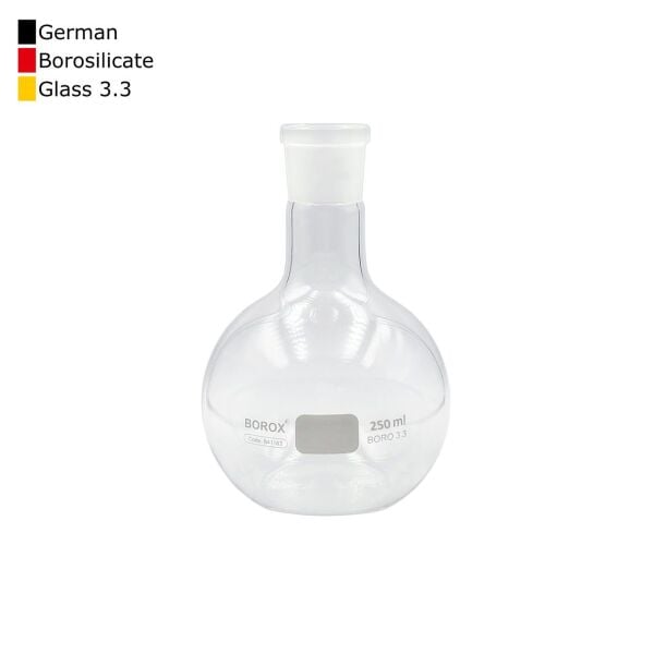 Borox Cam Balon 250 ml - Dibi Düz - Norm Şilifli - 29/32 - 10 Adet Toptan