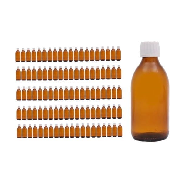 Borox Cam Amber Şişe 250ml - Kilit Kapaklı Kahverengi 100Adet