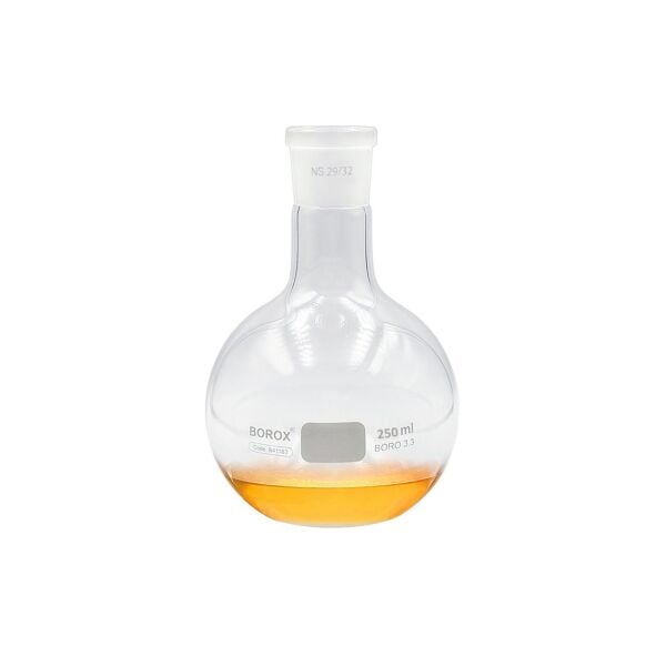 Borox Cam Balon 250 ml - Dibi Düz - Norm Şilifli - 29/32 - 10 Adet Toptan