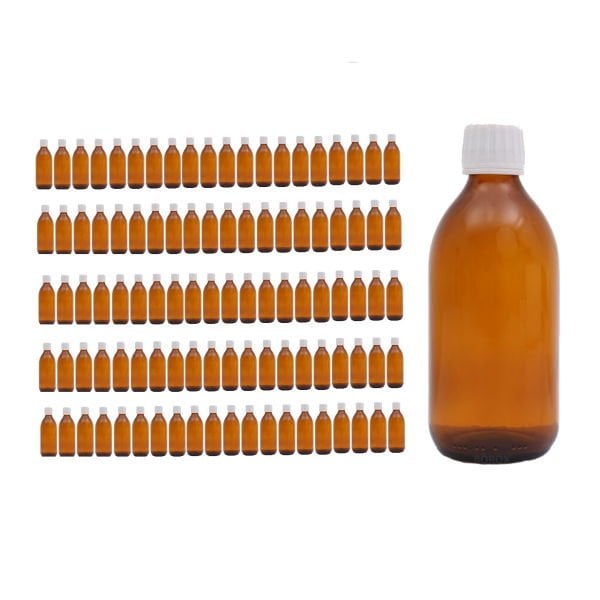 Borox Cam Amber Şişe 300ml - Kilit Kapaklı Kahverengi 100Adet