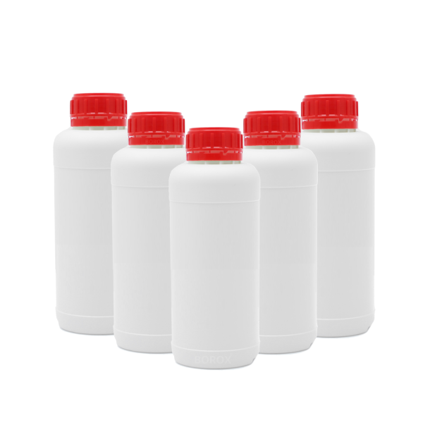 Borox Plastik Yuvarlak Şişe 500 ml - Kırmızı Kapaklı 5 Adet