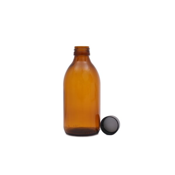 Borox Amber Cam Şişe 250ml - Siyah Kapaklı Şişe 250cc 100Adet