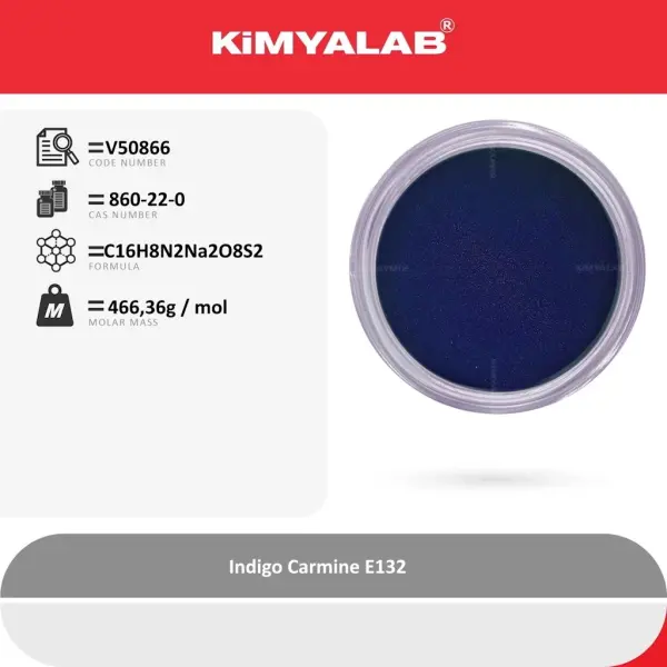 Kimyalab Indigo Carmine - E132 - Koyu Mavi Sentetik Gıda Boyası - Toz Renklendirici