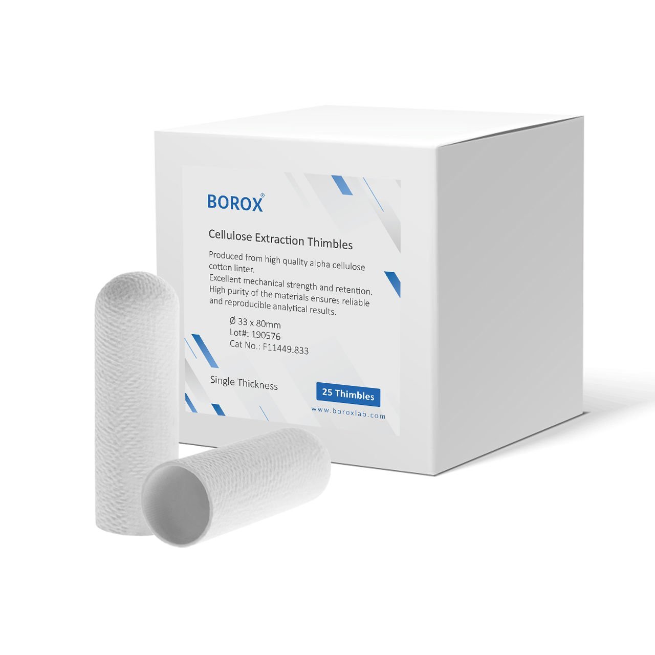 Borox Soxhlet Ekstraksiyon Kartuşu - Selüloz - 33x80mm Kartuş Filtre