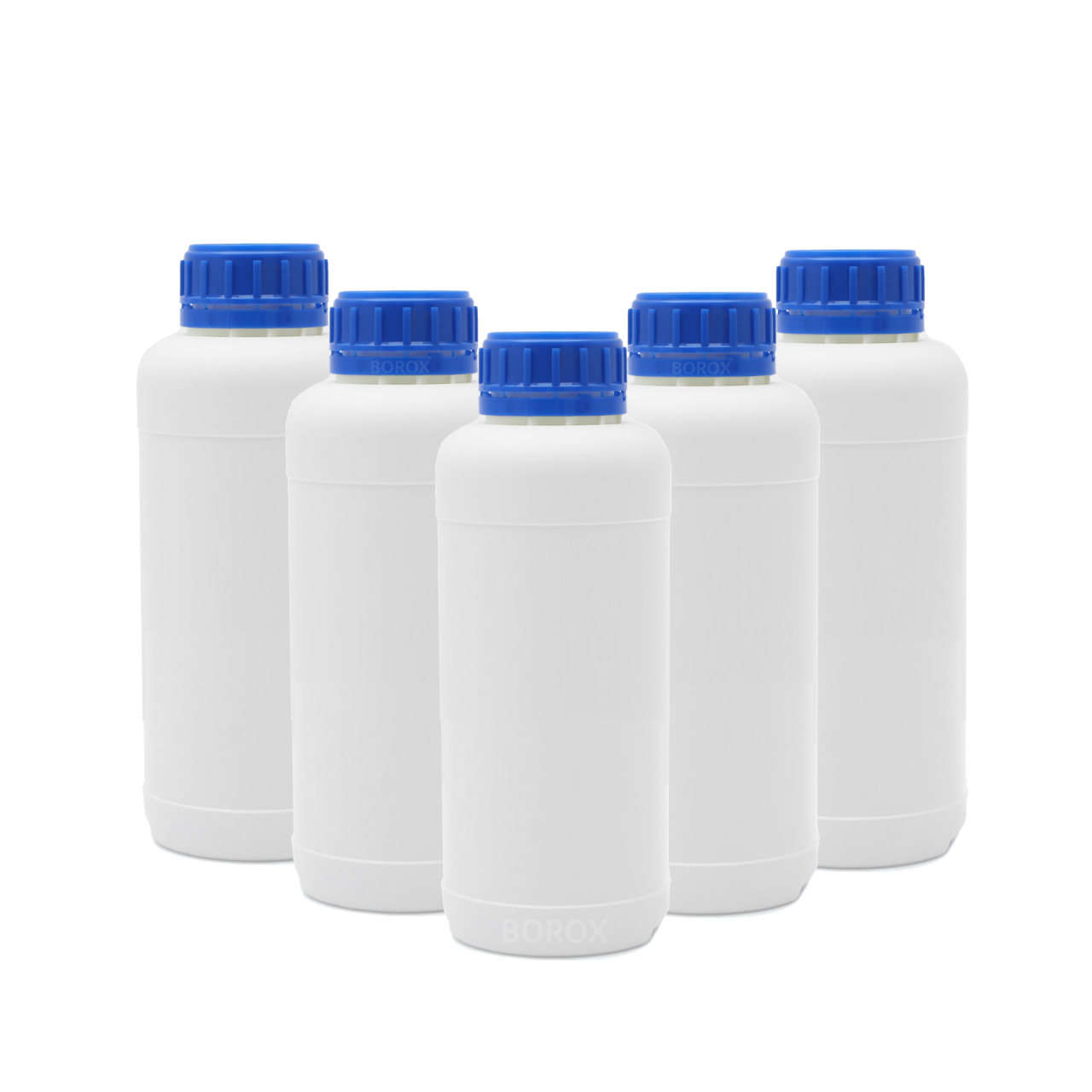 Borox Plastik Yuvarlak Şişe 500 ml - Mavi Kapaklı 5 Adet
