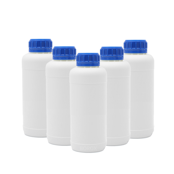 Borox Plastik Yuvarlak Şişe 500 ml - Mavi Kapaklı 5 Adet