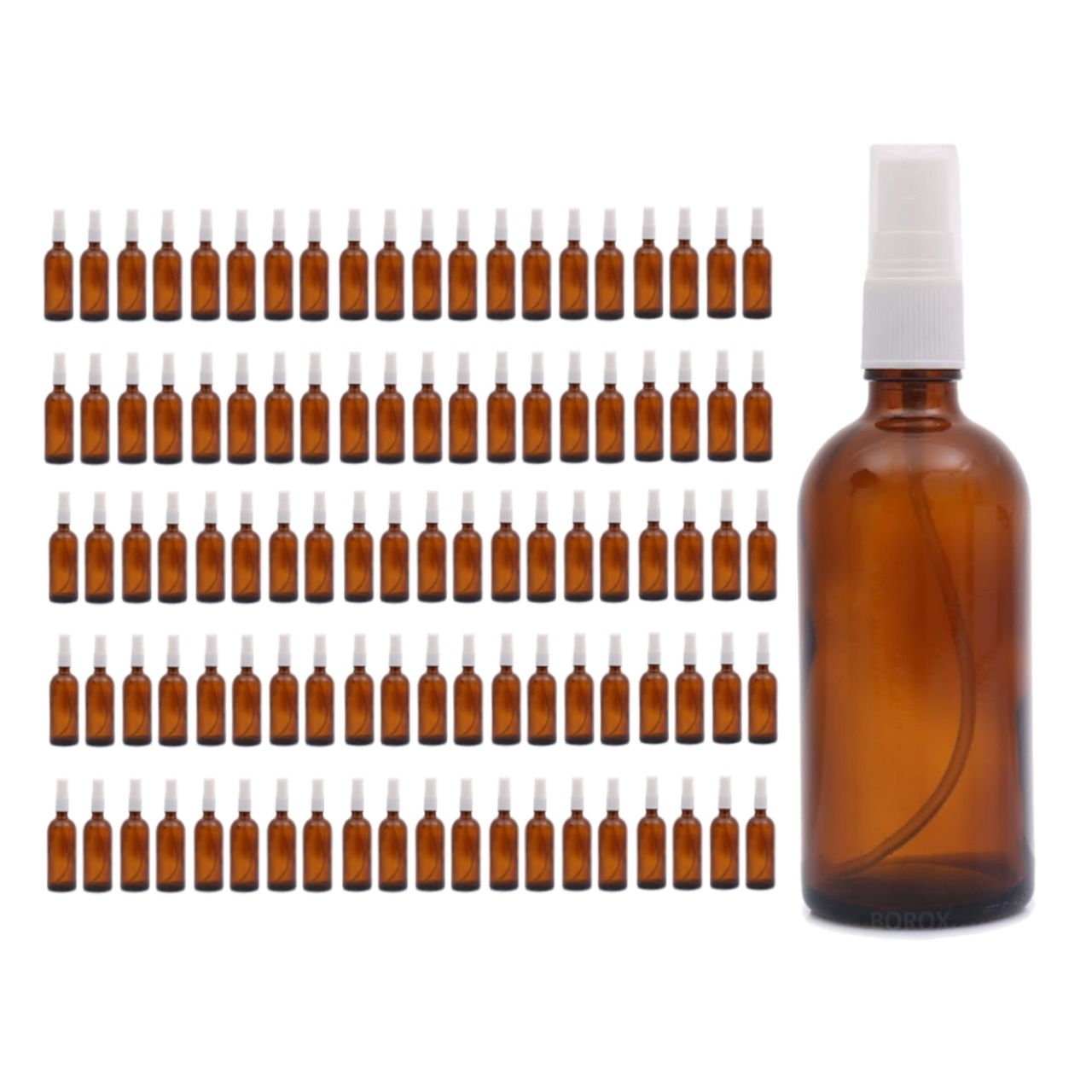 Borox Amber Cam Sprey Şişesi 100ml - Sprey Kolonya Şişe 100lü