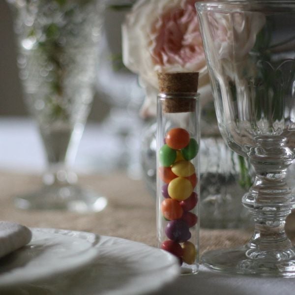 Borox Cam Deney Tüpü 20 ml - Mantar Tıpalı Dibi Düz Tüp Şişe