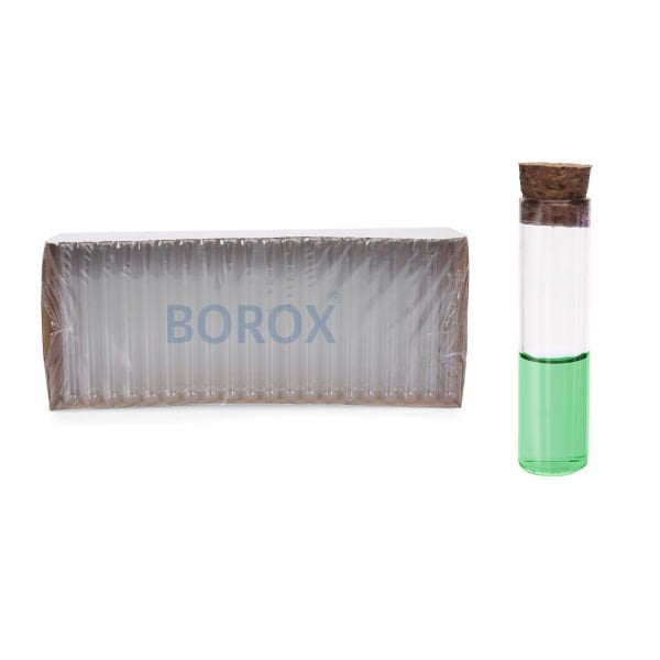 Borox Cam Deney Tüpü 20 ml - Mantar Tıpalı Dibi Düz Tüp Şişe - 95 Adet Toptan