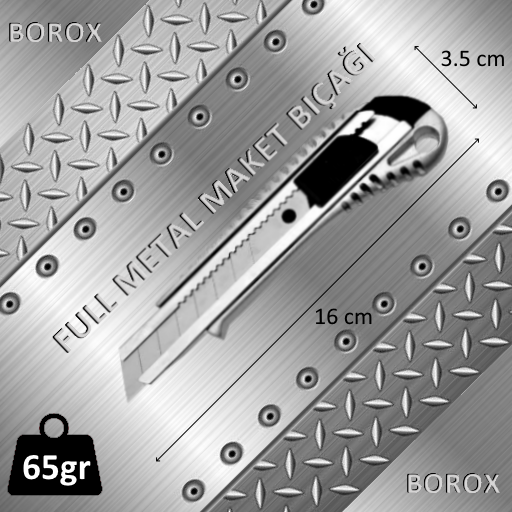 Borox Metal Maket Bıçağı - Falçata Ayarlı - Tam Metal Gövde - 10 Adet Toptan