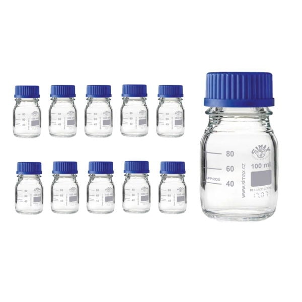 Simax Cam Otoklav Şişe 100 ml - Vida Kapaklı Boş Şişe - 10 Adet Toptan