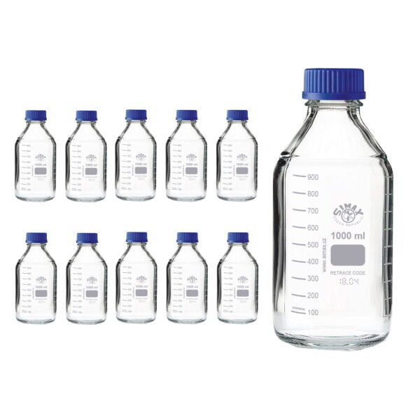 Simax Cam Otoklav Şişe 1000 ml - Vida Kapaklı Boş Şişe - 10 Adet Toptan