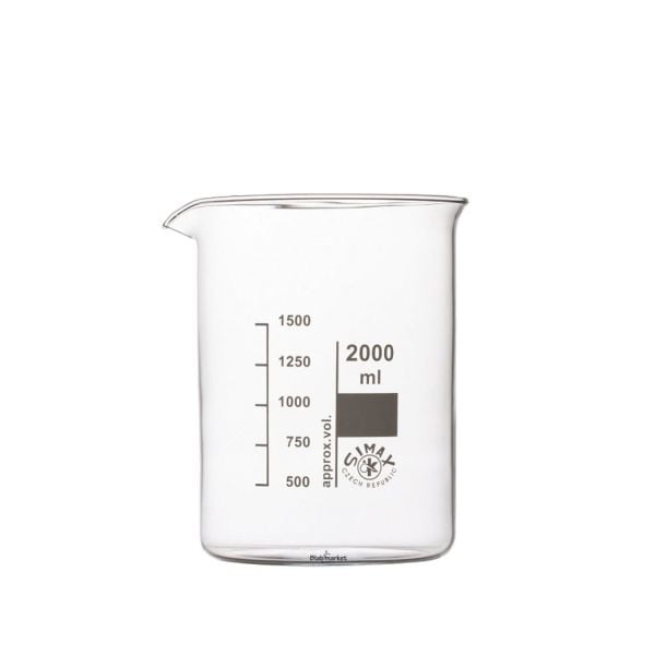Simax Cam Beher 2000 ml - Kısa Form Isıya Dayanıklı Beaker - 4 Adet Toptan
