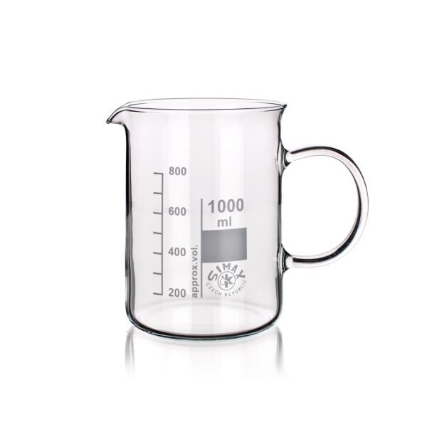 Simax Kulplu Cam Beher 1000 ml - Kısa Form Isıya Dayanıklı Beaker - 6 Adet Toptan