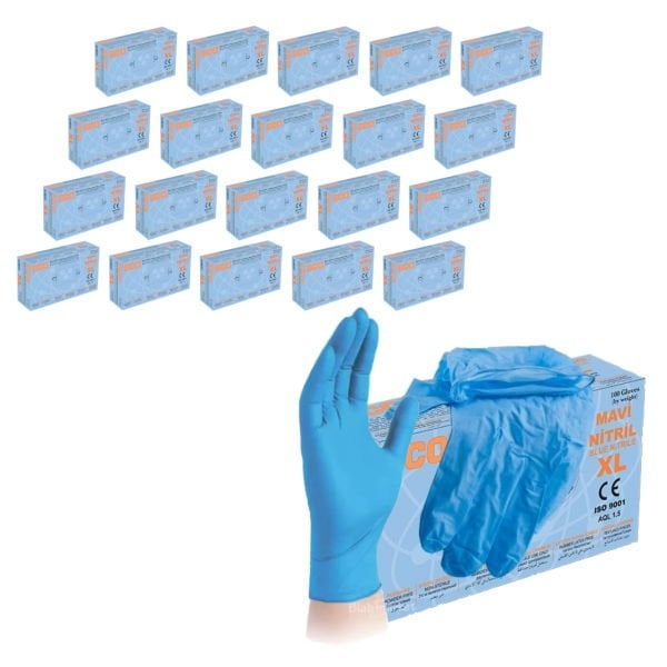 Nitril Eldiven Mavi XL Beden - Çok Amaçlı Pudrasız 20 Paket