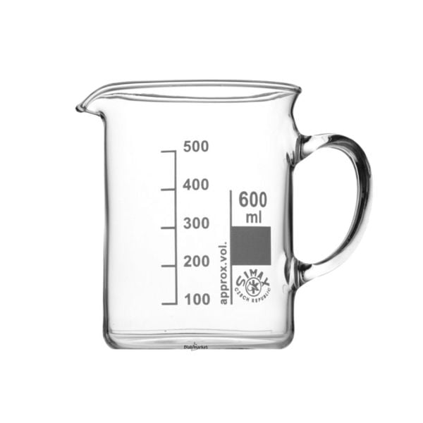 Simax Kulplu Cam Beher 600 ml - Kısa Form Isıya Dayanıklı Beaker - 6 Adet Toptan
