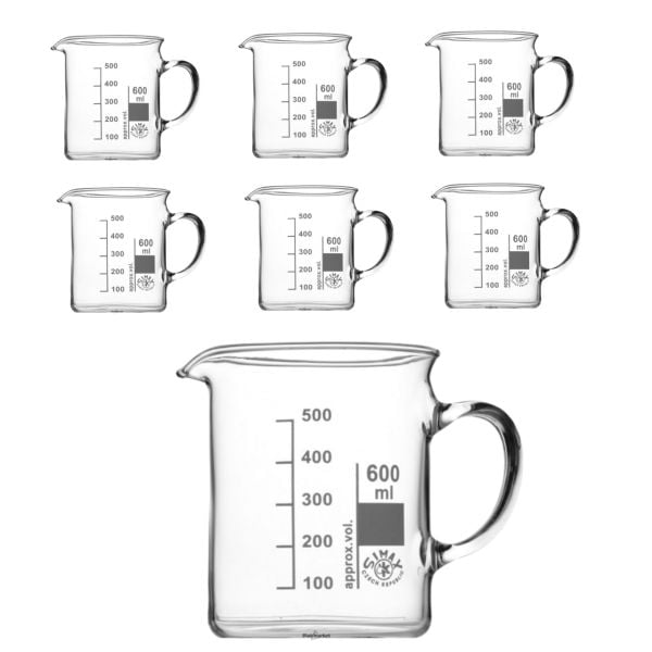 Simax Kulplu Cam Beher 600 ml - Kısa Form Isıya Dayanıklı Beaker - 6 Adet Toptan
