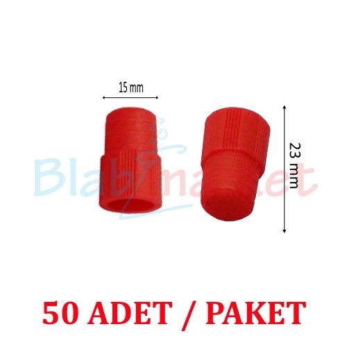 Deney Tüp Kapağı Kırmızı - 16mm Tüp İçin Kanatlı 50Adet Tıpa
