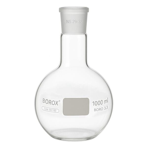 Borox Cam Balon 1000 ml - Dibi Düz - Norm Şilifli - 29/32