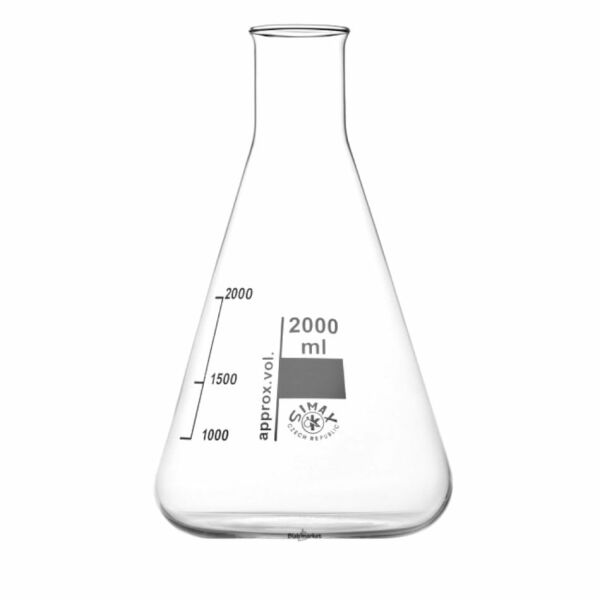 Simax Cam Erlen 2000 ml - Erlenmeyer Flask Dar Boyunlu - 6 Adet