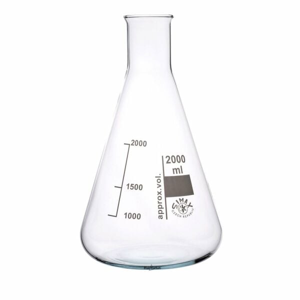 Simax Cam Erlen 2000 ml - Erlenmeyer Flask Dar Boyunlu - 6 Adet