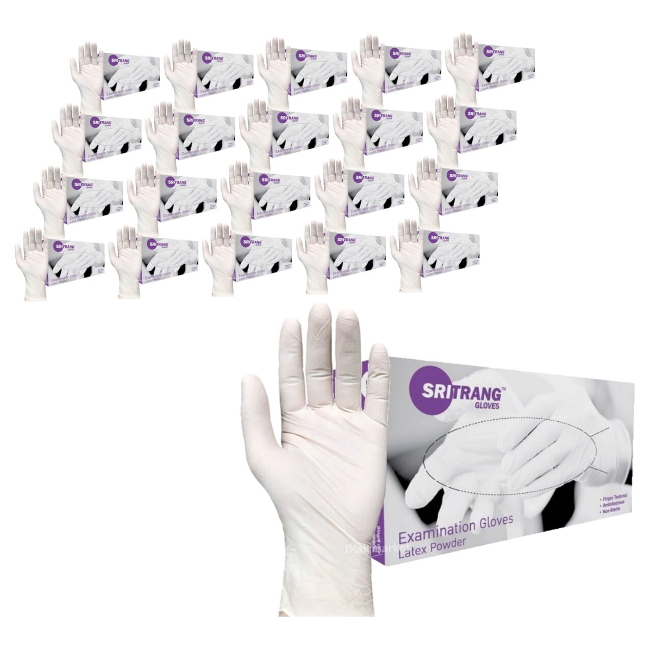 Lateks Eldiven L - Pudralı Latex Muayene Eldiven 20 Kutu
