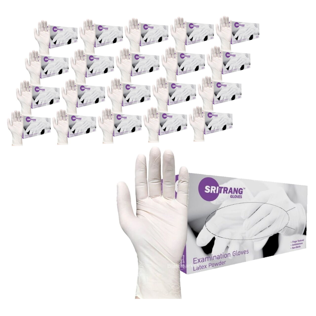 Lateks Eldiven L - Pudralı Latex Muayene Eldiven 20 Kutu