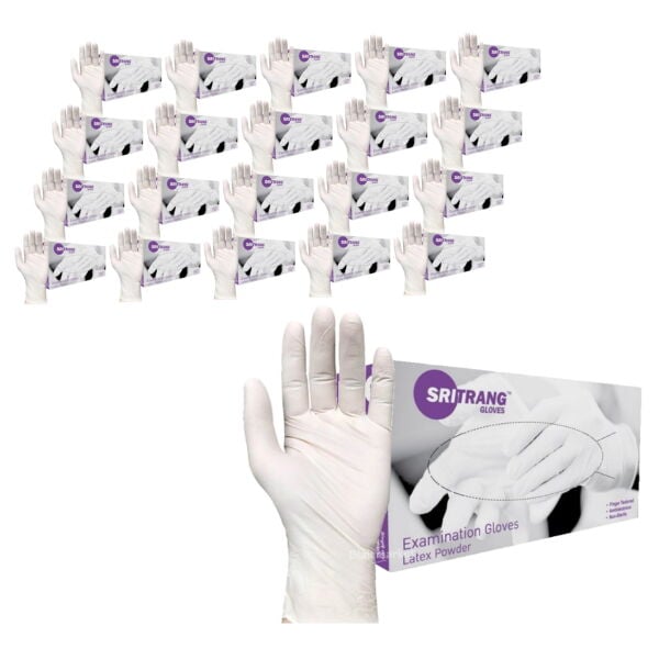 Lateks Eldiven L - Pudralı Latex Muayene Eldiven 20 Kutu