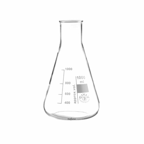 Simax Cam Erlen 1000 ml - Erlenmeyer Flask Geniş Boyunlu - 10 Adet Toptan
