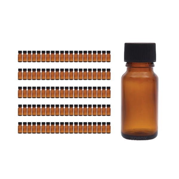 Borox Amber Cam Şişe 10 ml - Siyah Kapaklı Şişe 10cc 100 Adet